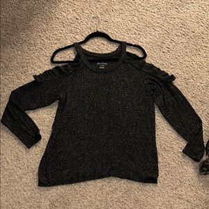 American Eagle Soft & Sexy Plush Black Cold Shoulder Top Size Large